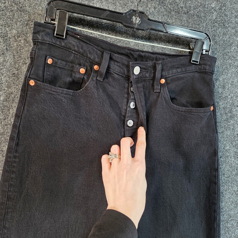 Levi's Premium 501 Big E Black Jeans 28x29 High Rise Button Fly Straight Leg - Picture 8 of 16